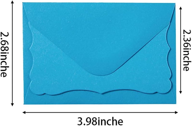 Toperd 100 Pack Mini Envelopes with Note Cards in 5 Colors for Wedding, Birthday, Baby Showers, 4 x 2.7 Inches (Blue) - Image 2